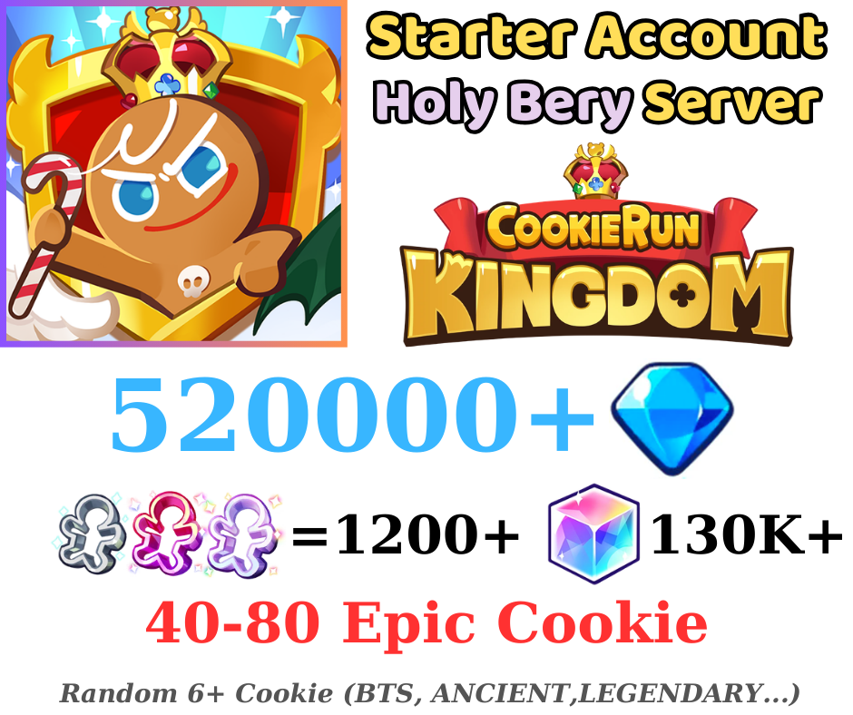 [GLOBAL/HolyBerry]550000+ Gems | Cookie Run: Kingdom Starter Reroll Account